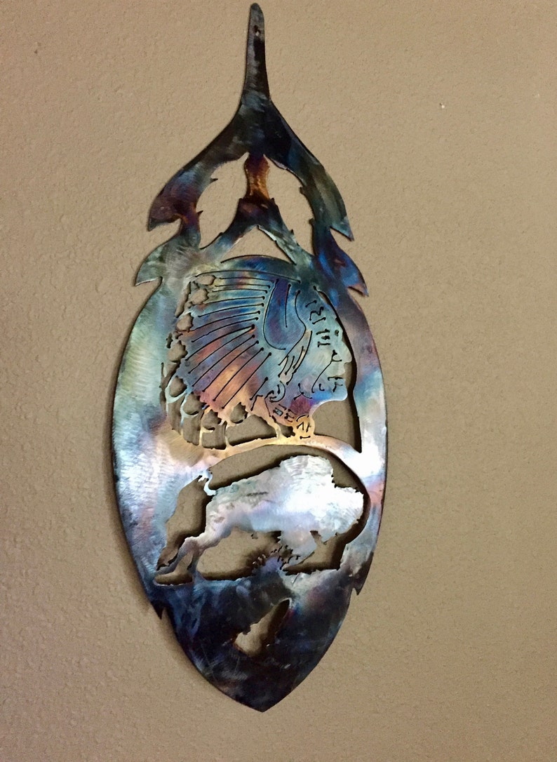 Metal Art Metal Cutout Indian Chief Home Decor Native Etsy