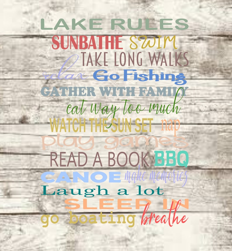 Lake Rules SVG Etsy