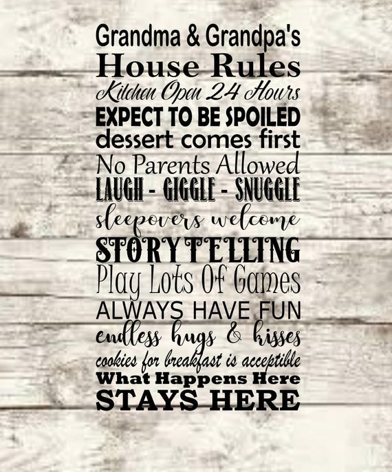 Download Grandparents House Rules SVG NEW | Etsy