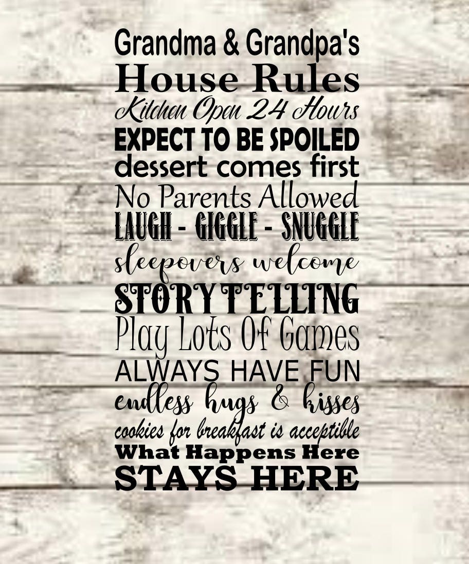 Download Grandparents House Rules SVG NEW | Etsy