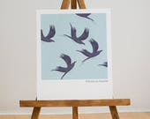 Windy | High-quality mini Giclee print | modern postcard | home decor ideas | greeting card | colorful illustration | birds in flight | gift
