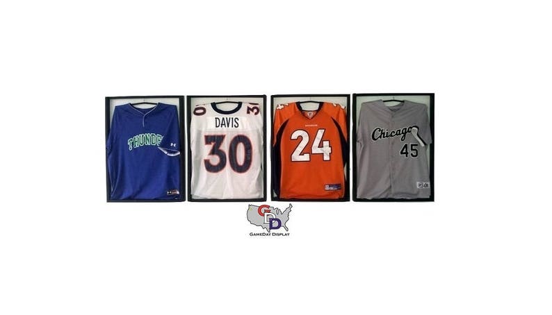 Lot of 4 Jersey Display Case Frame Standard Size White Backing Wall Mount Football Baseball Basketball Hockey by GameDay Display