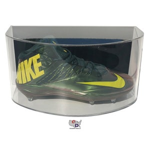 Curved Acrylic Wall Mount Large Shoe Display Case Size 17 and Under by GameDay Display