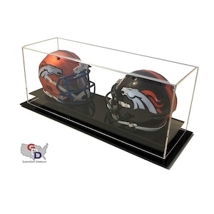 Acrylic Desk Counter or Table Top Double Mini Helmet Display Case by GameDay Display