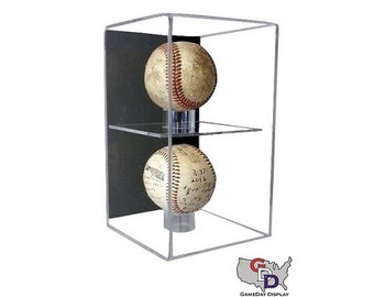 Acrylic Wall Mount Vertical Double Baseball Display Case by GameDay Display