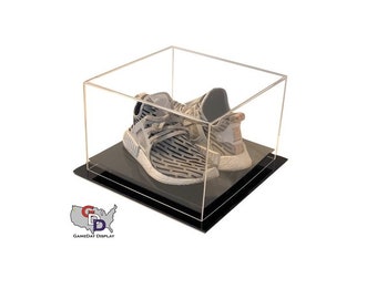 Acrylic Desk Counter or Table Top Small Shoe Pair Display Case Size 11 and under by GameDay Display