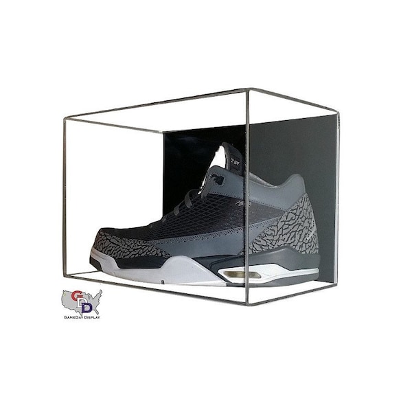 Acrylic Wall Mount Small Single Shoe Size 12 and Under Display Case by GameDay Display