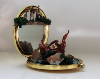 Compacte spiegel Kraken Diorama: handgemaakte fantasiewereld