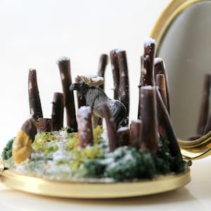 Miniature Moose Diorama Compact Mirror: Fantasy Fairytale Micro World