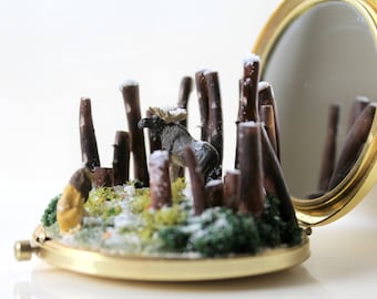 Miniatuur Eland Diorama Compacte Spiegel: Fantasiesprookje Micro World