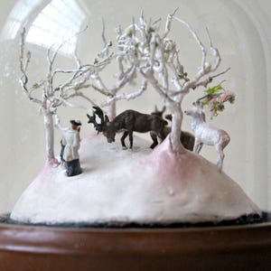 Made to Order- Miniature Diorama Fantasy Micro Glass Dome Tiny Deer: The Discovery of a Sacred Deer