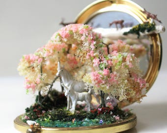 Compacte spiegel Unicorn Diorama: Fantasy Micro World, geurende suikerspin