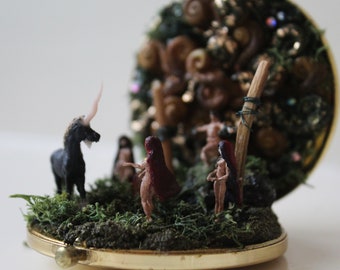 Fantasy Unicorn Diorama: kleine compacte spiegel Micro World