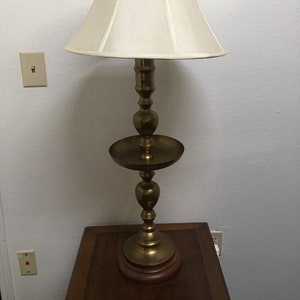 Vintage Very Large Solid Brass Asian Candlestick Tall Lamp (2 available)