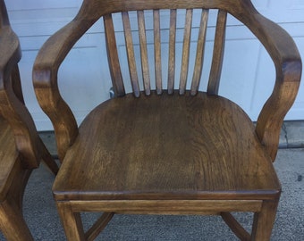 Pair Of Antique Maple Chairs Jury Chairs Vintage Bankers Etsy
