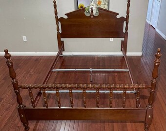 Late victorian antique brass and iron bed with decorative cast iron mouldings, finished in blue verdigris, with straight brass top rail and round knobs. victorian bed etsy