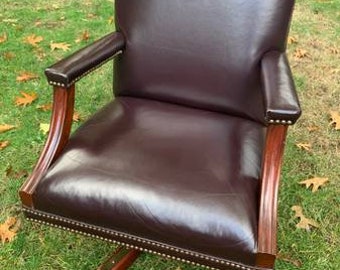 Leather Desk Chair Etsy