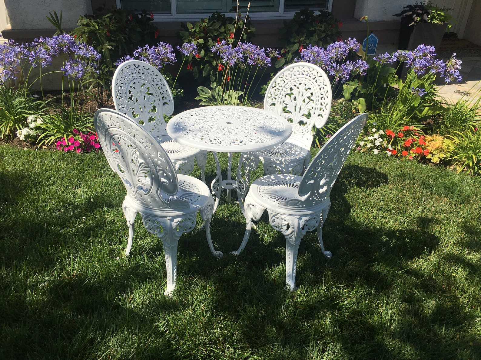 Vintage Cast Aluminum Patio Set 4 Chairs and Dining Table Etsy