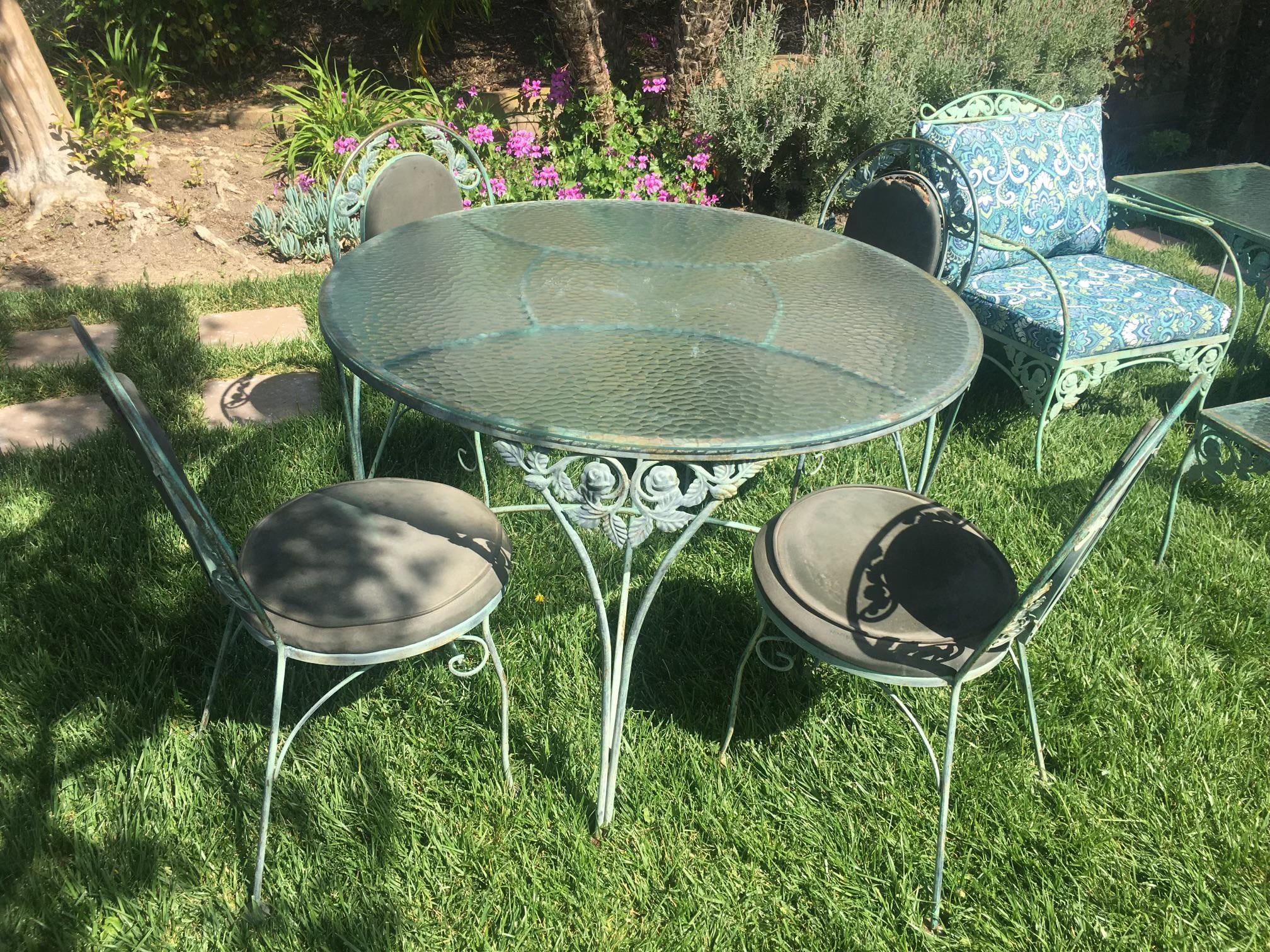 Woodard Style Vintage Lyon Shaw Wrought Iron Patio Furniture