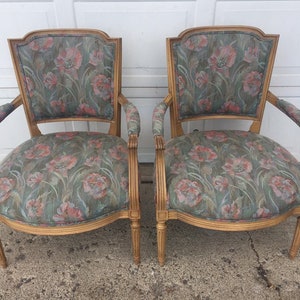 Pair of French Louis XVI Style French Antique Accent  Arm Chairs