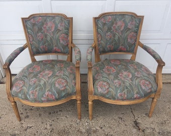 Pair of French Louis XVI Style French Antique Accent  Arm Chairs