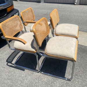 Set of 4 Vintage Mid Century Cesca Breuer Style Cantilever Dining Chairs, Cesca style, Original  Unique!