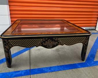 DREXELHERITAGE CameoClassics カクテルガラステーブル Drexel Heritage Glass Stone & Metal Cocktail Table - AptDeco