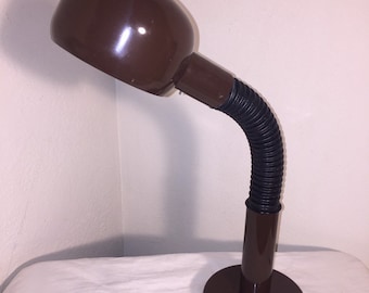 VENTA CON DESCUENTO FISCAL: Lámpara de escritorio retro de cuello de cisne marrón de los años 70 de Lightolier