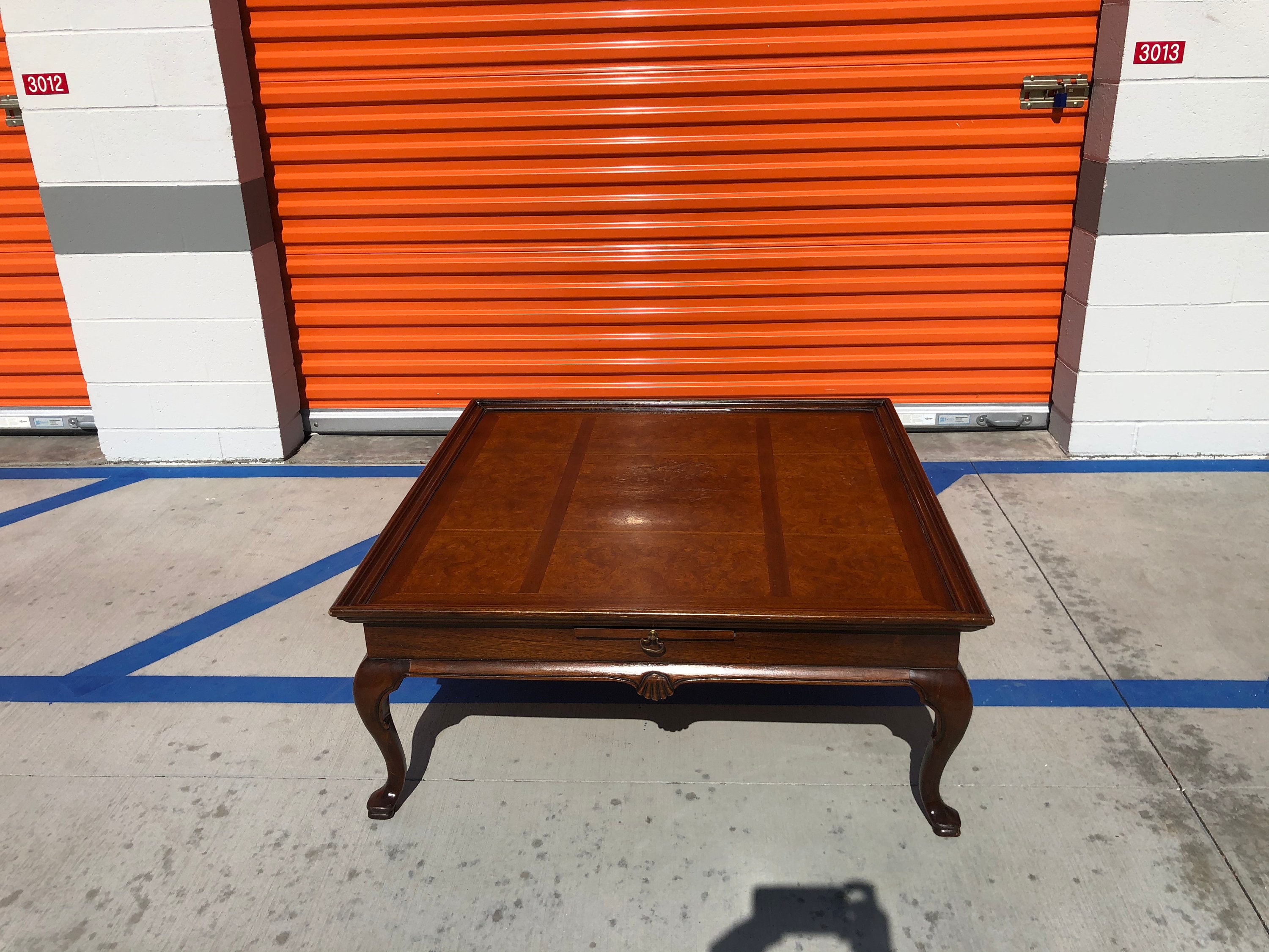 Vintage Drexel Large Burled Wood Square Coffee Table- 42" x 42" x 17"
