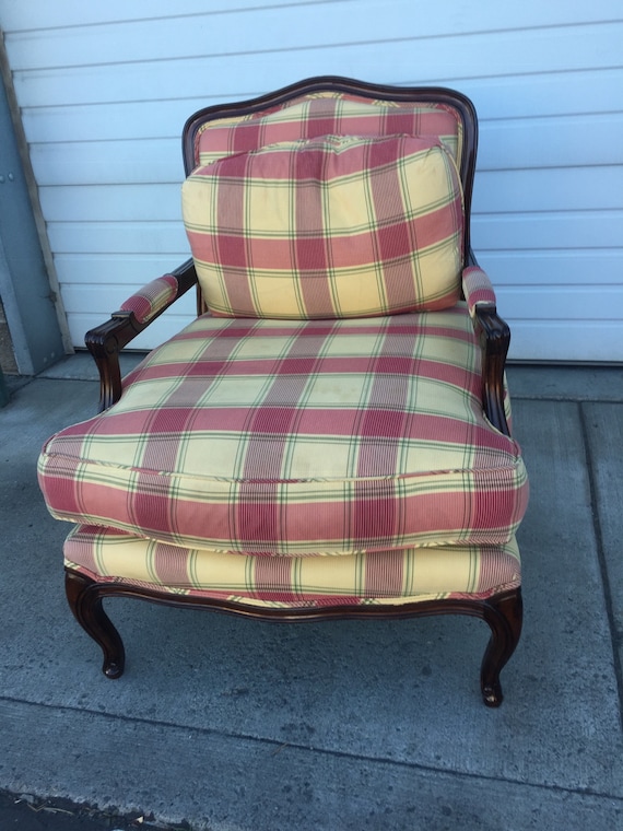 Beautiful French Country Red Plaid Accent Club Chair Etsy UK