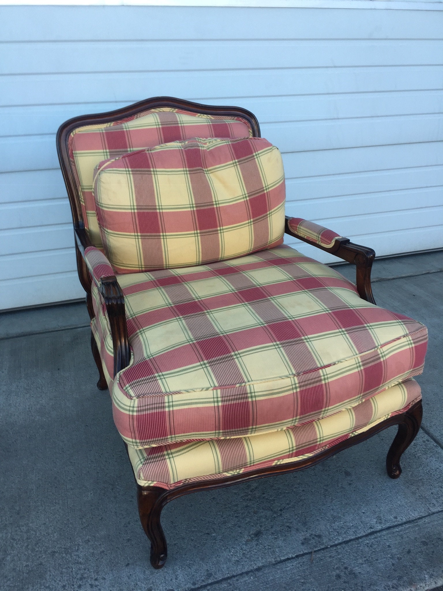 Beautiful French Country Red Plaid Accent Club Chair Etsy