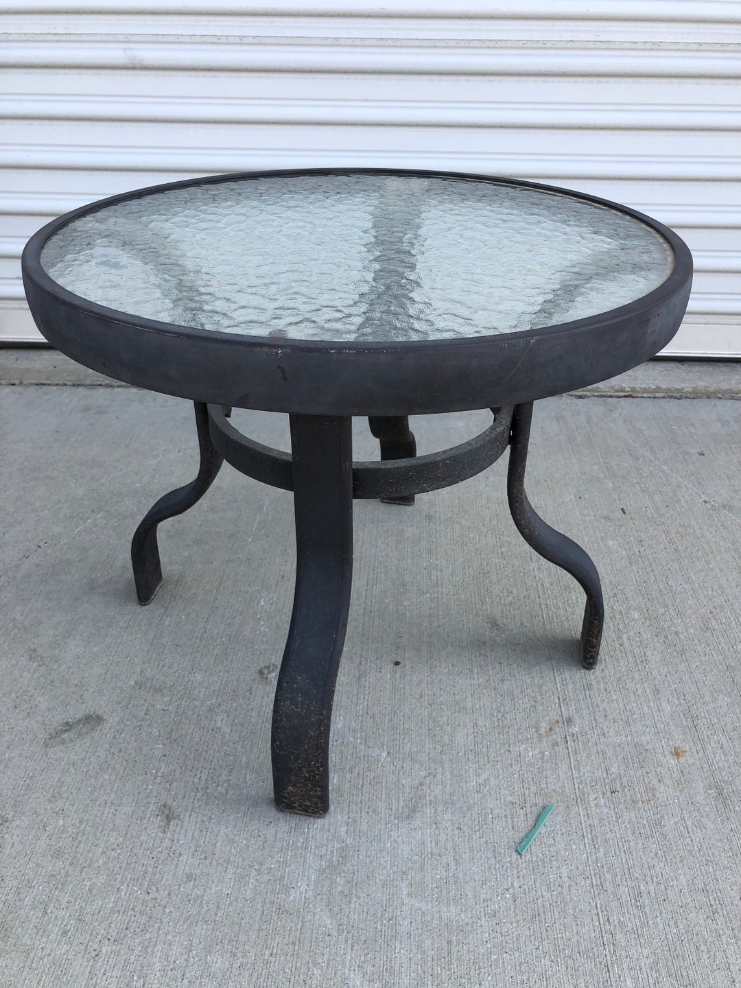 Vintage Tropitone Small Side Table Brown Aluminum Frame With Textured