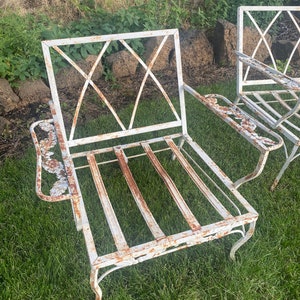 Pair of Woodard Vintage Garden Patio Lounge Chairs - rusty patina