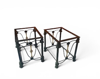 Pair of Vintage Elliott’s Design Wrought Iron Side table/ nightstand-