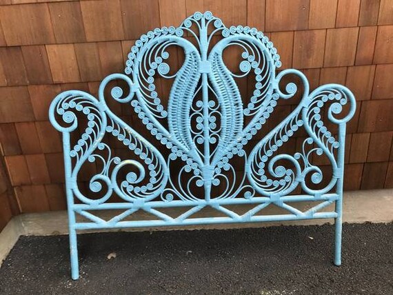 Mid Century Wicker Rattan Boho Full Headboards