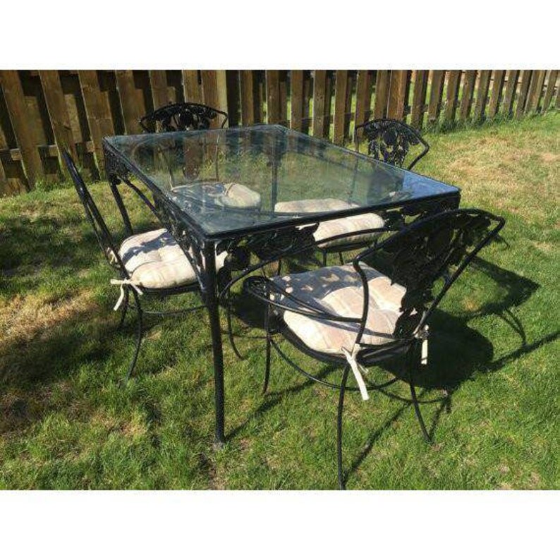 Vintage Russell Woodard Wrought Iron Patio Set Pomegranate Etsy