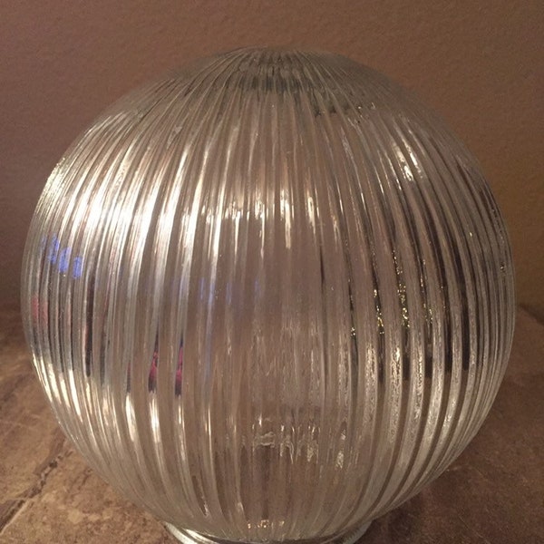 Vintage 6-1/2" Diameter Clear Glass Holophane Globe Orb Glass Lamp Ceiling Light Shade Fixture