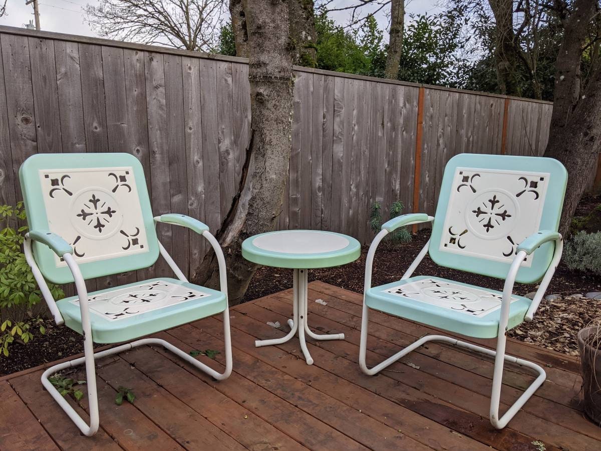 Vintage 1930's Metal Patio Bouncy Chair set 2 chairs and | Etsy