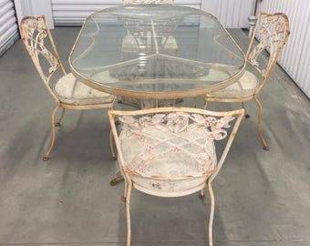 Vintage Brown Jordan Wrought Iron Patio Dining Set
