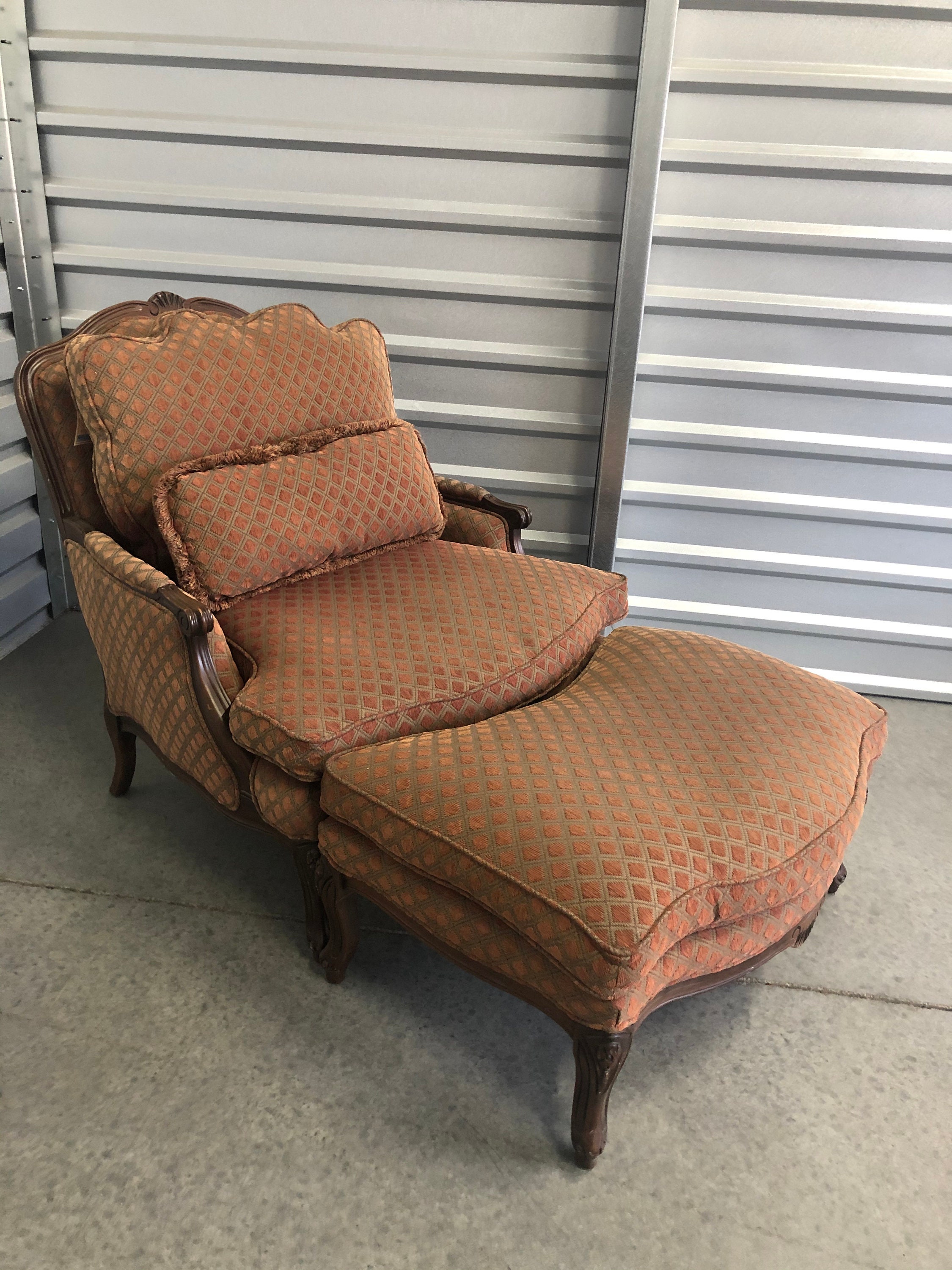 Beautiful French Country Lounge Chair and Ottoman Club Chair - Etsy