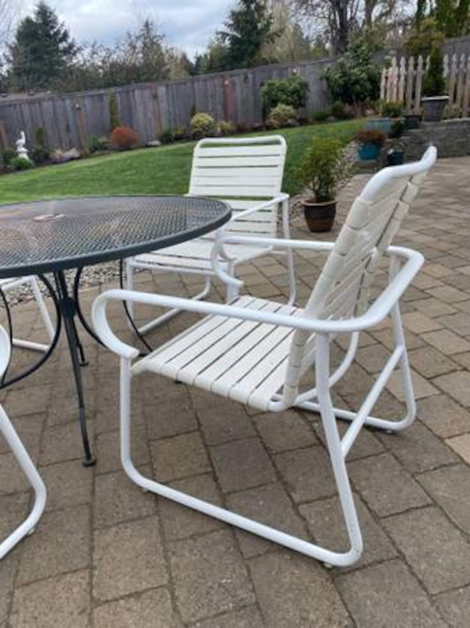 Vintage Set of 4 Vinyl Strap Patio Lounge Chairs with Etsy