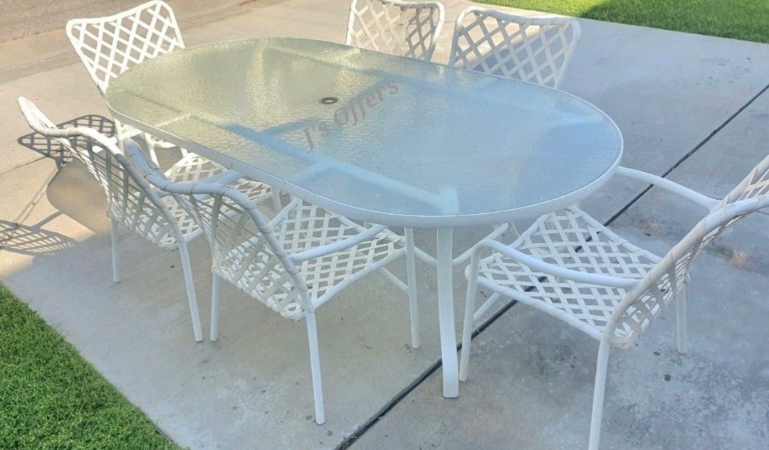 Vintage Brown Jordan Dining Set 6 Stacking Arm Chairs With Etsy