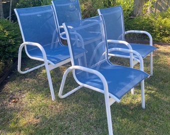 Blue mesh patio chairs sale