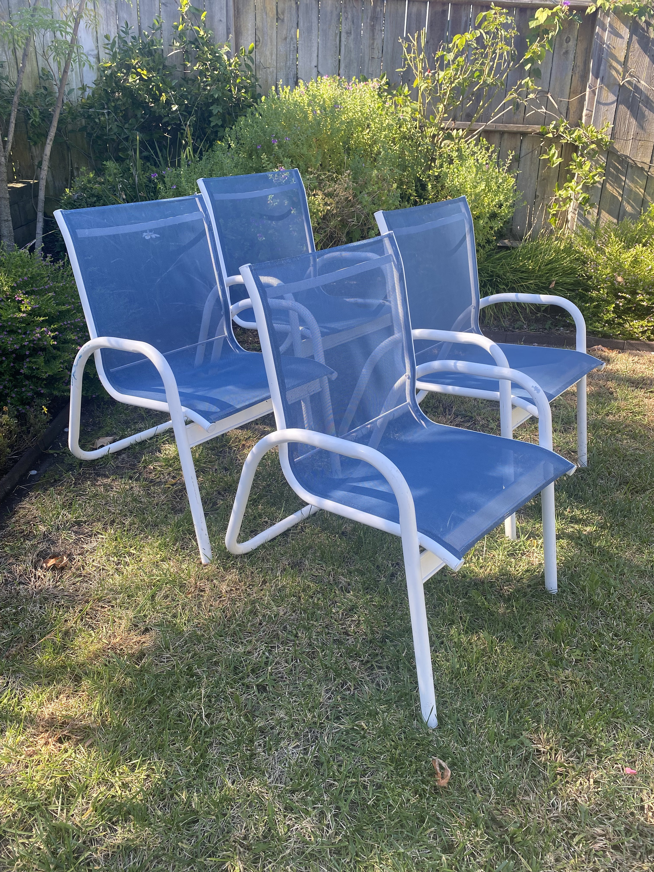 Set of 4 Vintage Telescope Casual Tubular Patio Chairs