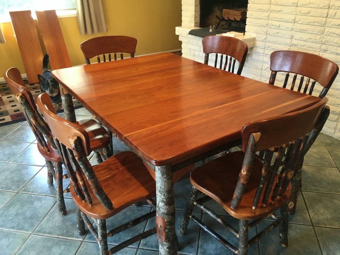 Beautiful Amish Made Cherry and Hickory Dining Table and 6 Etsy