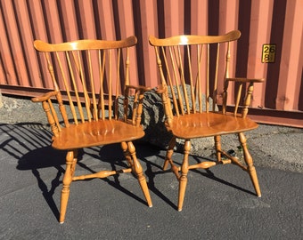 Vintage Heywood Wakefield Windsor Arm Chairs: Comb Back, Circa