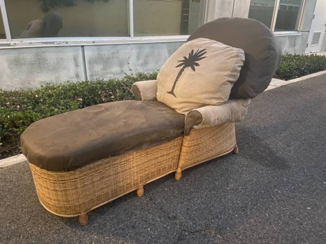 Vintage Rattan Chaise Lounge Accent Chair Etsy