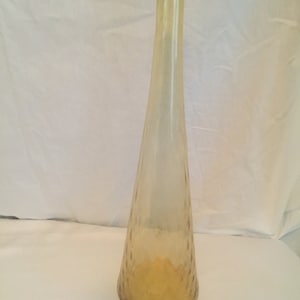Vintage Amber Mid Century Modern Tall Glass Decanter Vase
