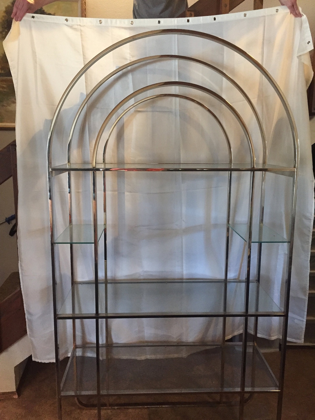 Vintage Brass Arched Etagere Designed by Milo Baughman for - Etsy