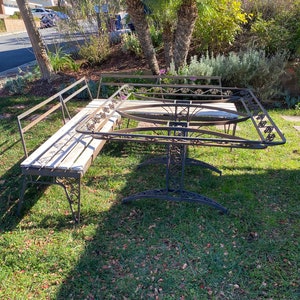 Vintage Woodard / Salterrini  Wrought Iron Patio Dining set with bench seating